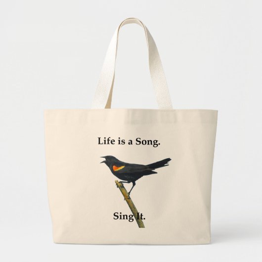ZWARTE SINGING GROTE TOTE BAG (Voorkant)