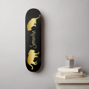 Zwarte Skateboard Gold Lions gepersonaliseerd