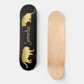Zwarte Skateboard Gold Lions gepersonaliseerd (Voorkant)