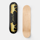 Zwarte Skateboard Gold wolves, gepersonaliseerd (Voorkant)
