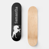 Zwarte Skateboard White Unicorn (Voorkant)