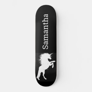 Zwarte Skateboard White Unicorn