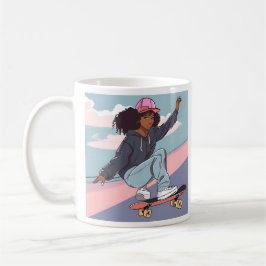 Zwarte Skater Meisje Stretched Canvas Print Koffiemok