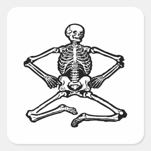 Zwarte Skeleton Vierkante Sticker (Voorkant)
