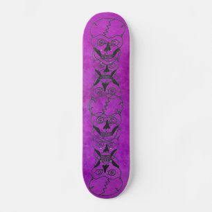 Zwarte Skull-electra-paars skateboarddek Skateboard