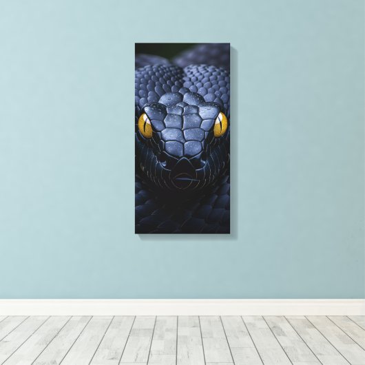 Zwarte Slang Canvas Afdruk (Insitu (Houten vloer))