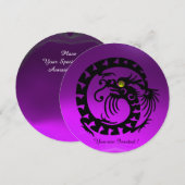 ZWARTE SLANG DRAAK PURPER AMETHYST EDELGESTEENTE KAART (Voorkant / Achterkant)