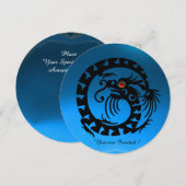 ZWARTE SLANG DRAGON BLAUWE SAPPHIEREDEEL STEEN KAART (Voorkant / Achterkant)