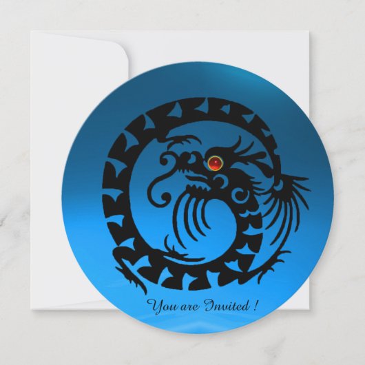 ZWARTE SLANG DRAGON BLAUWE SAPPHIEREDEEL STEEN KAART (Voorkant)