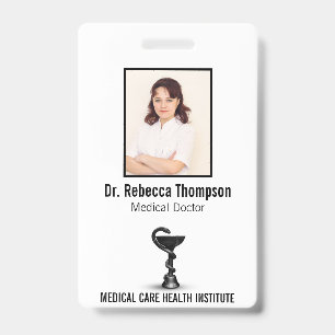 Zwarte Slang Kom Hygieia Medisch Witte Foto ID Badge