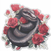 Zwarte Slang met Rozen Sticker (Voorkant)