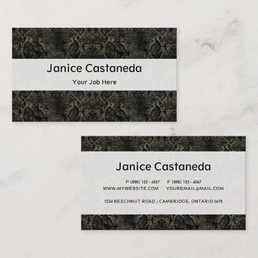 Zwarte slang visitekaartje (Voorkant / Achterkant)
