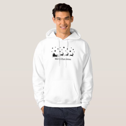 Zwarte Slanke, slank en vrome kersttekst Hoodie (Voorkant volledig)