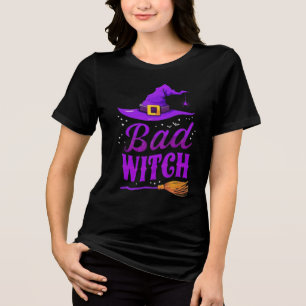 Zwarte Slechte Heks Crew Neck Grappige Heks T-sh Tri-Blend Shirt
