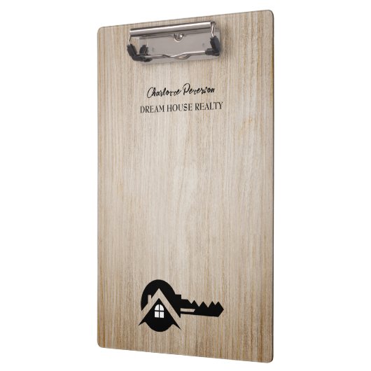Zwarte sleutel en Wooden Background Custom Real Es Klembord (Links)