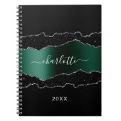 Zwarte smaragdgroene marmer notitieboek (Voorkant)