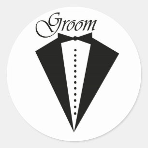 Zwarte smoking bruidegom sticker