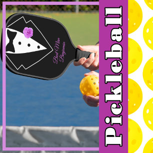 Zwarte smoking met lavendelbloem gepersonaliseerd pickleball paddle