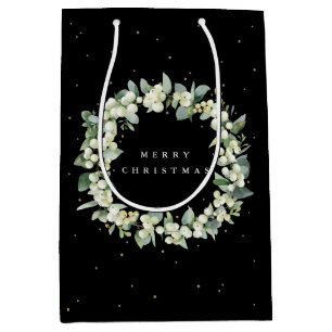 Zwarte Sneeuwbes+Eucalyptus Kerst/Feestdag Medium Cadeauzakje