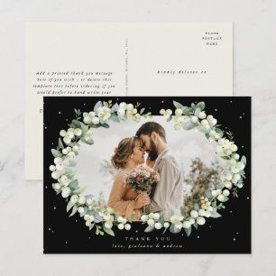 Zwarte Sneeuwbes + Eucalyptus Trouwdag Dankjewel F Briefkaart