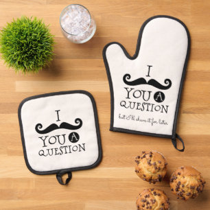 Zwarte snor Humor Ovenwant & Pannenlap Set