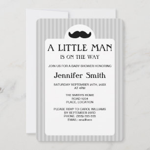 Zwarte Snor Silhouet Kleine Man Baby Shower Kaart
