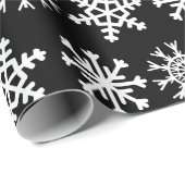 Zwarte Snowflake Pattern Vakantieduis Wrapping Pap Cadeaupapier (Rol Hoek)