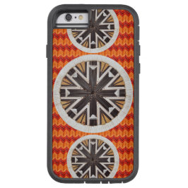 Zwarte Snowflakes en Oranje Chevron iPhone 13 Hoesje