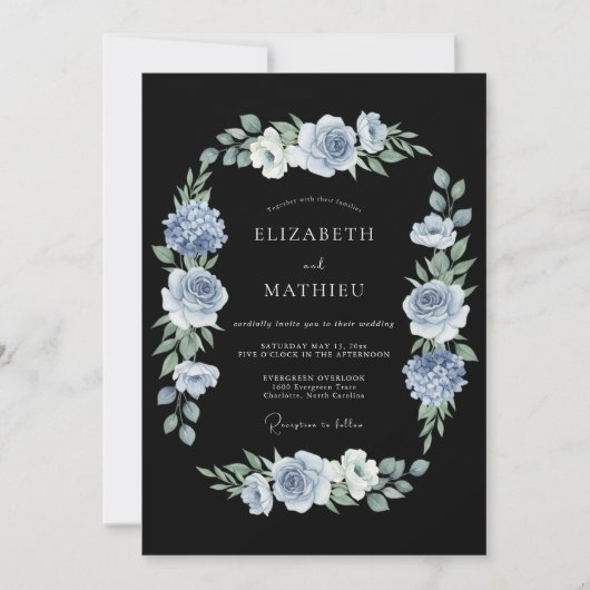 Zwarte Sofisticated Midnight Bruiloft Kaart (Voorkant)