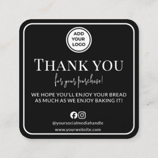 Zwarte Sourdough Verzorgingstips Bedankt Logo Kaar Contactkaartje