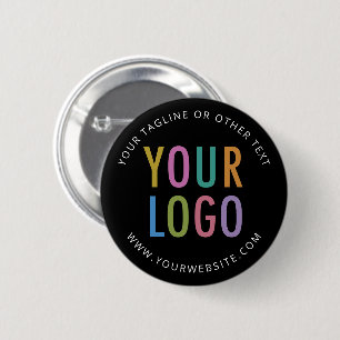 Zwarte Speld met Achterknop Badge Met Eigen Logo G Ronde Button 5,7 Cm