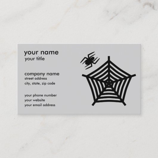 Zwarte spin en web silhouet horizontaal visitekaartje (Voorkant)