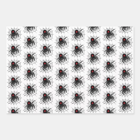 Zwarte spin in het web inpakpapier vel (Voorkant 2)