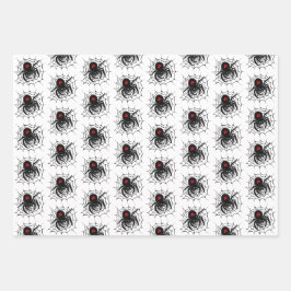 Zwarte spin in het web inpakpapier vel