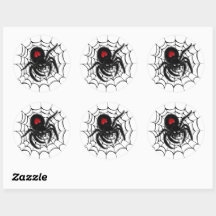 Zwarte spin in web ronde Sticker set