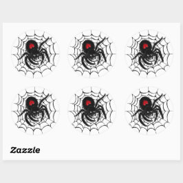 Zwarte spin in web ronde Sticker set