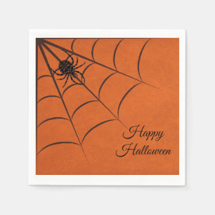Zwarte spin, Oranje Halloween Paper Napkin Servet