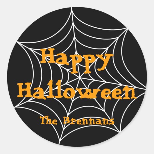 Zwarte spin web halloween aangepaste label cadeau  (Voorkant)