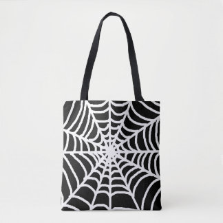 Zwarte Spinnenweb Gelukkig Halloween Draagtas