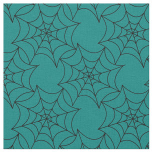 Zwarte spinwebs op Blauwgroen Stof