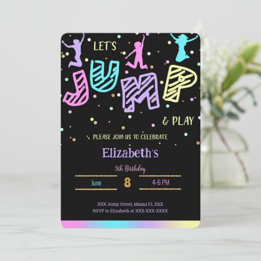 Zwarte Spring Verjaardagsuitnodiging Kaart (Staand voorkant)