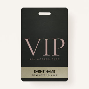 ZWARTE STAALGRAY BLEKE GOLD VIP-TOEGANGSPASSEN VOO BADGE