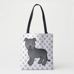 Zwarte Staffordshire Bull Terrier Schattige Cartoo Draagtas
