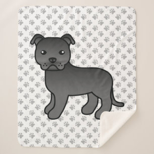 Zwarte Staffordshire Bull Terrier Schattige Cartoo Sherpa Deken