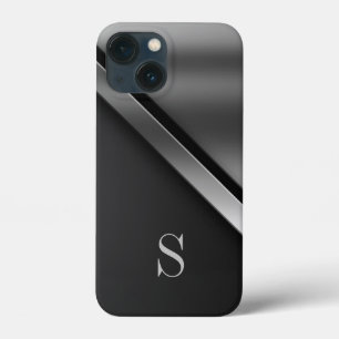 Zwarte Stalen Metallic Monogram iPhone / iPad hoes