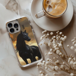 Zwarte Stalion Gepersonaliseerde Naam iPhone 16 Pro Hoesje