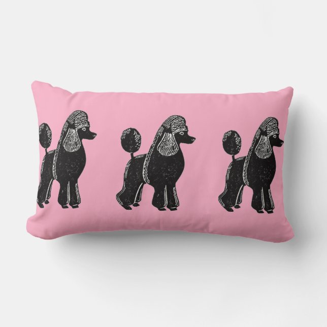 Zwarte standaardspuitjes met roze lumbar Pillow Kussen (Voorkant)