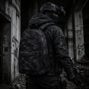 Zwarte Stealth Camouflagepatroon Bedrukte Rugzak