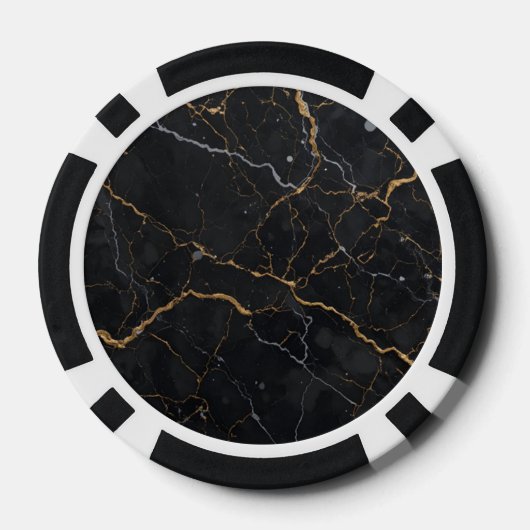 Zwarte steen met gouden en zilveren aderen poker chips (Achterkant)