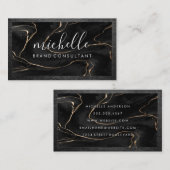 Zwarte steen textuur | lederen afwerking visitekaartje (Voorkant / Achterkant)